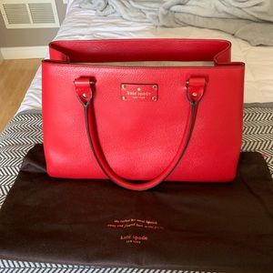 Kate Spade Elena Wellesley Red Leather Tote